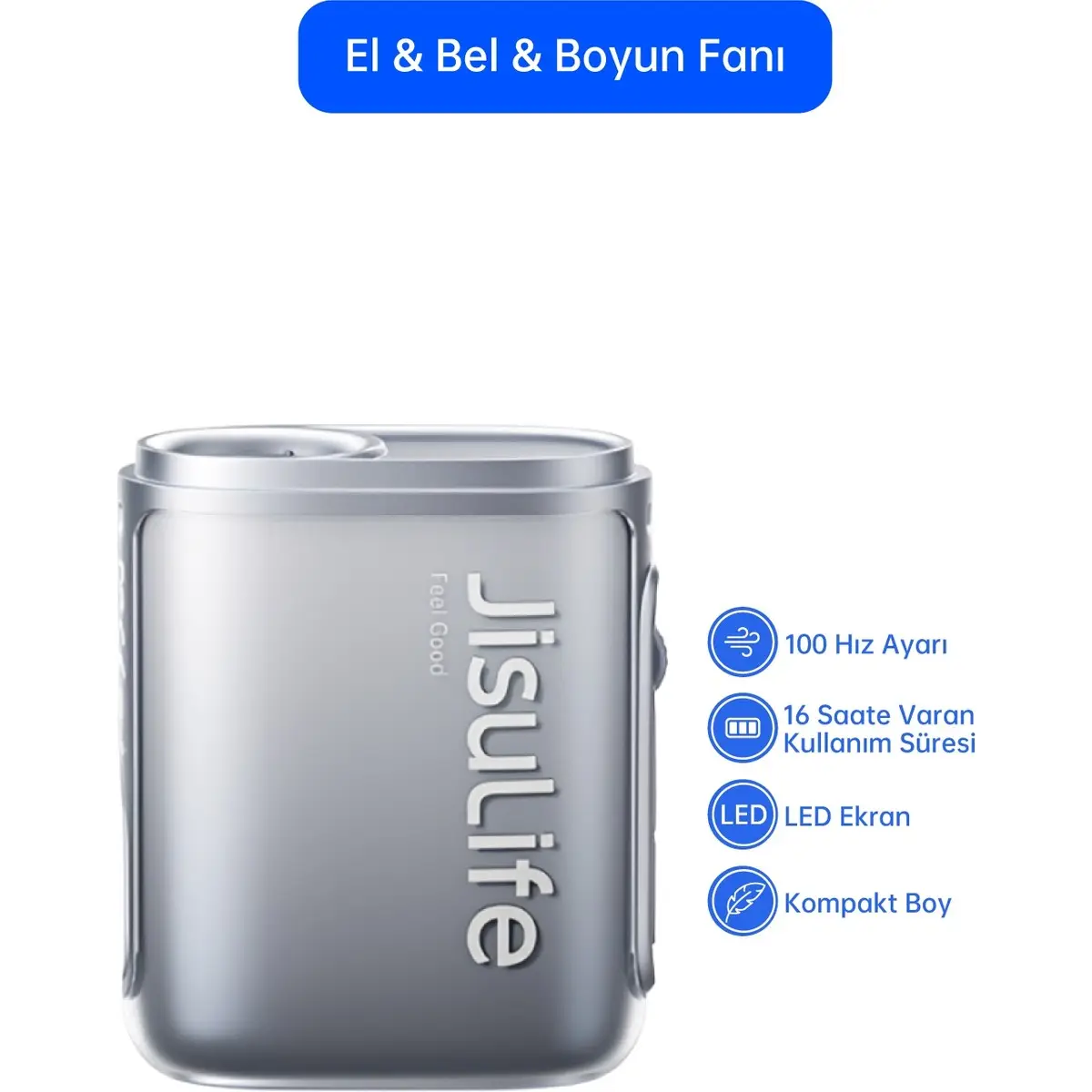 Jisulife Boyun Fanı 5000 Mah Ayarlanabilir Hız Özellikli El ve Bel Fanı Siyah
