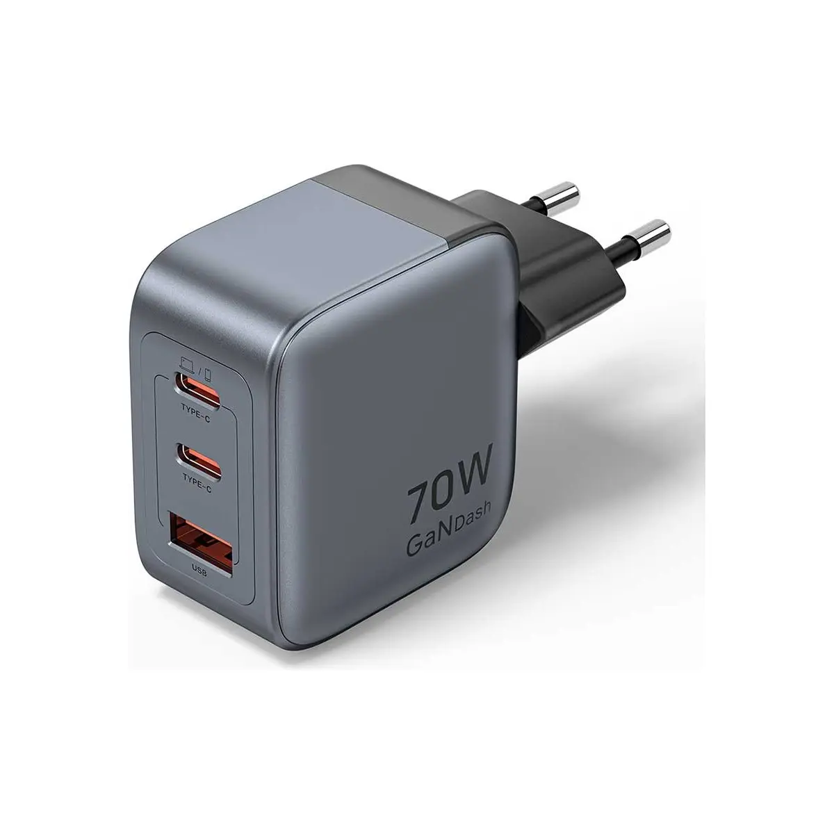 Vention Dash (Fex) 70W Gan 5.0 3 Çıkışlı (2xusb-C + 1xusb-A) Hızlı Şarj Cihazı MacBook iPhone Uyumlu Siyah