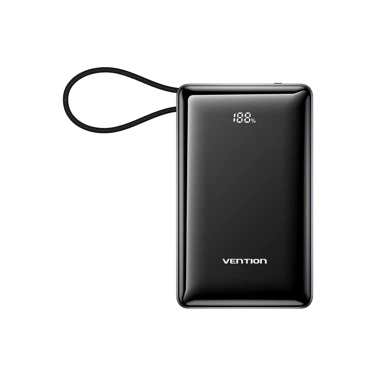 Vention Dash Serisi 20000MAH 65W Dahili Usb-C Kablolu Dijital Göstergeli Taşınabilir Hızlı Şarj Cihazı Laptop ve Telefon Uyumlu Gri