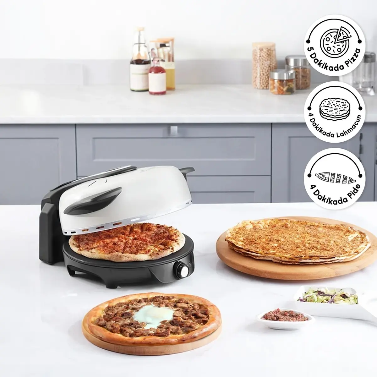 Karaca Gastro 10 in 1 Pizza Lahmacun ve Tandır Ekmeği Makinesi Biodiamond Soft Cream