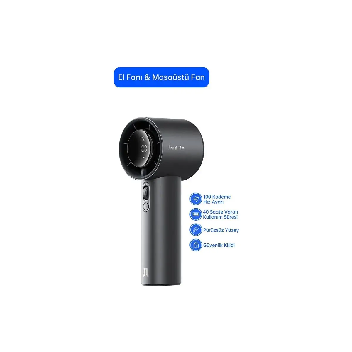 Jisulife Handheld Fan Pro1 S Taşınabilir Akıllı El Fanı 5000MAH Gri