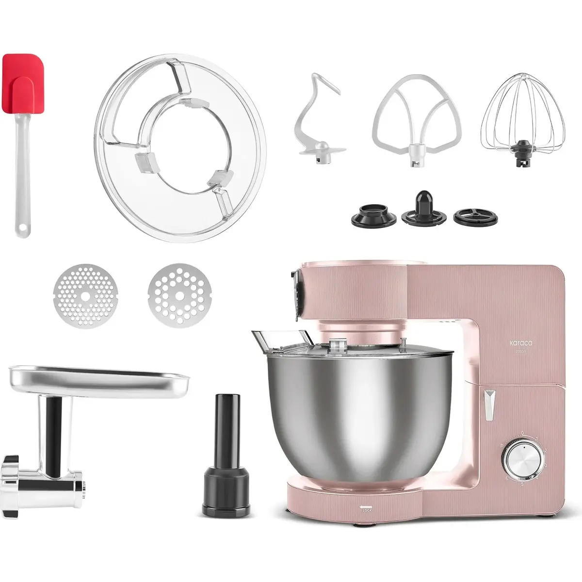 Karaca Multichef Ultra 2000W 8 Litre Stand Mikser Rosegold (Kıyma Çekme/sucuk-Sosis/içli Köfte Aparatlı)