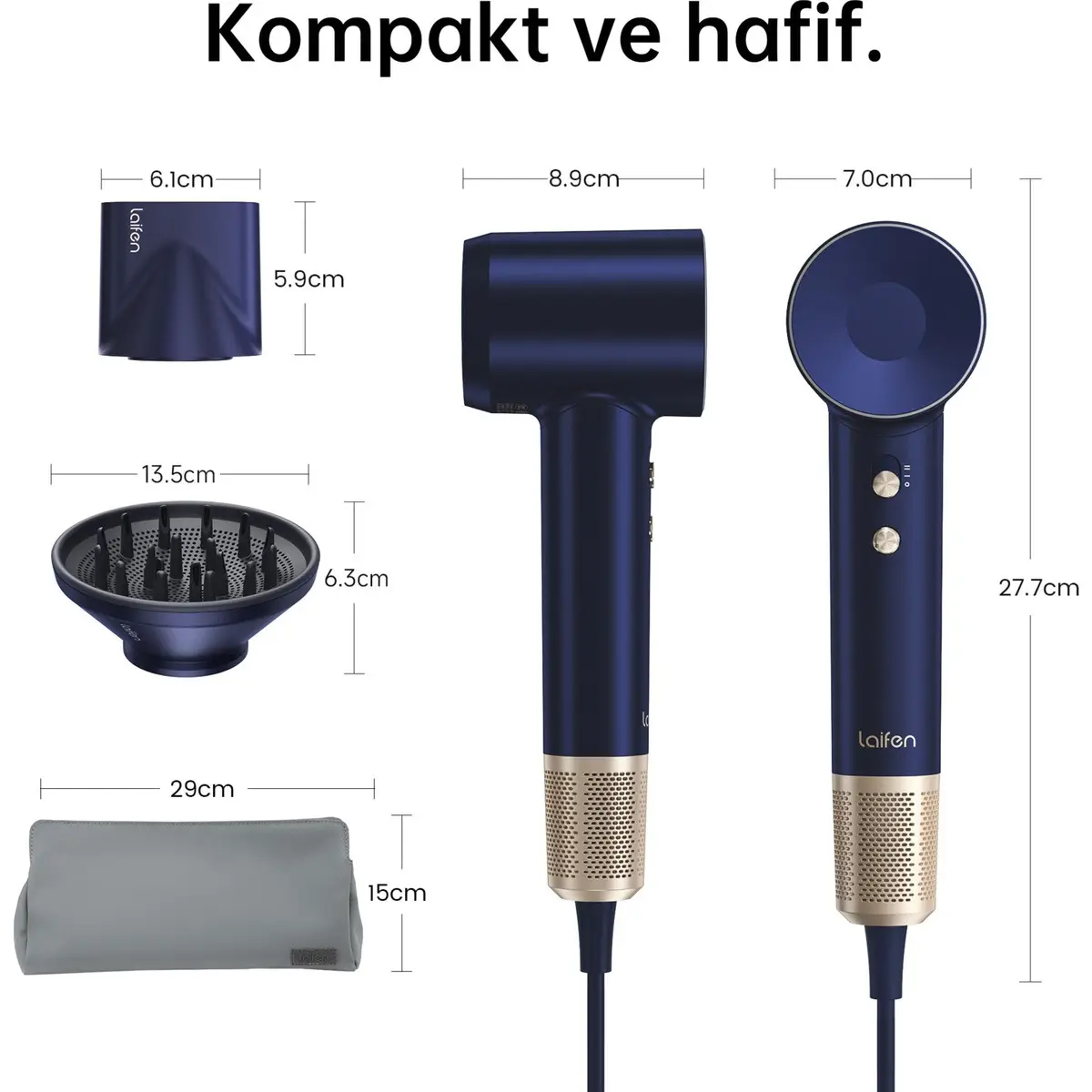 Laifen Swift Premium Saç Kurutma Makinesi-Golden Blue